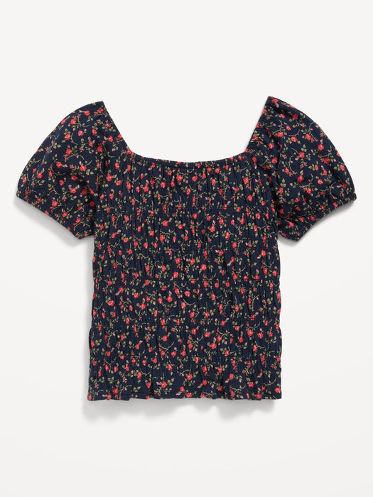 Puff-Sleeve Smocked Top for Girls