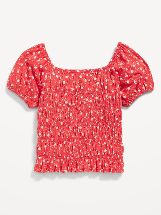 Puff-Sleeve Smocked Top for Girls
