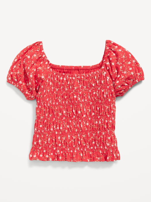 Puff-Sleeve Smocked Top for Girls