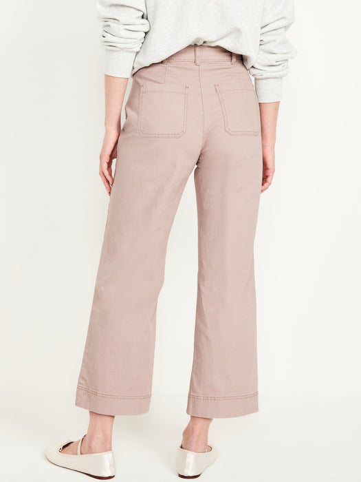 High-Waisted Crop Chino Wide-Leg Pants