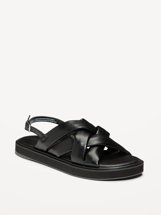Puffy Cross-Strap Flatform Sandals