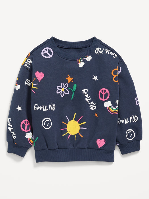 Logo-Graphic Crew-Neck Sweatshirt for Toddler Girls