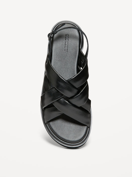 Puffy Cross-Strap Flatform Sandals