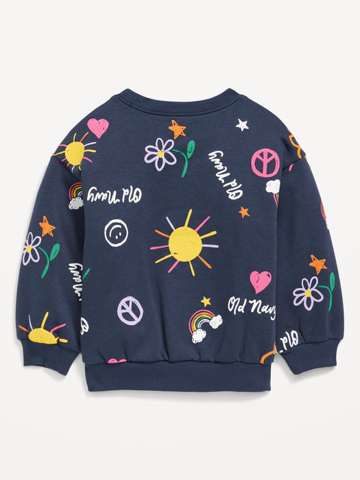 Logo-Graphic Crew-Neck Sweatshirt for Toddler Girls
