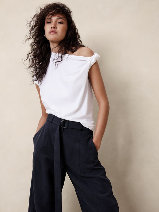 High-Rise Barrel Tencel™-Linen Pant