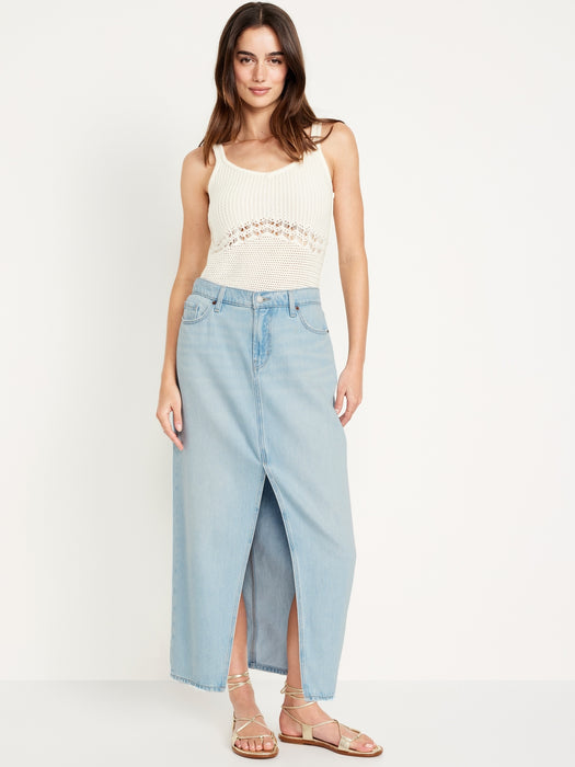Mid-Rise Jean Maxi Skirt