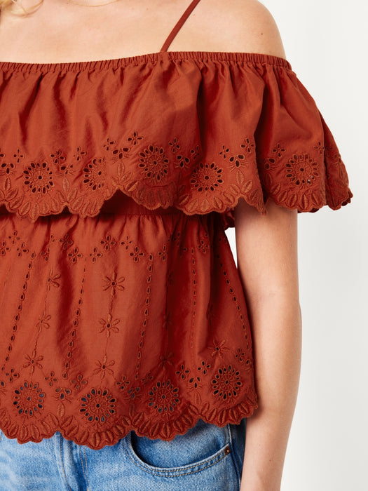 Off-Shoulder Cutwork Top