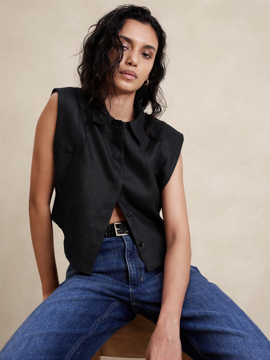 Linen Cropped Shirt