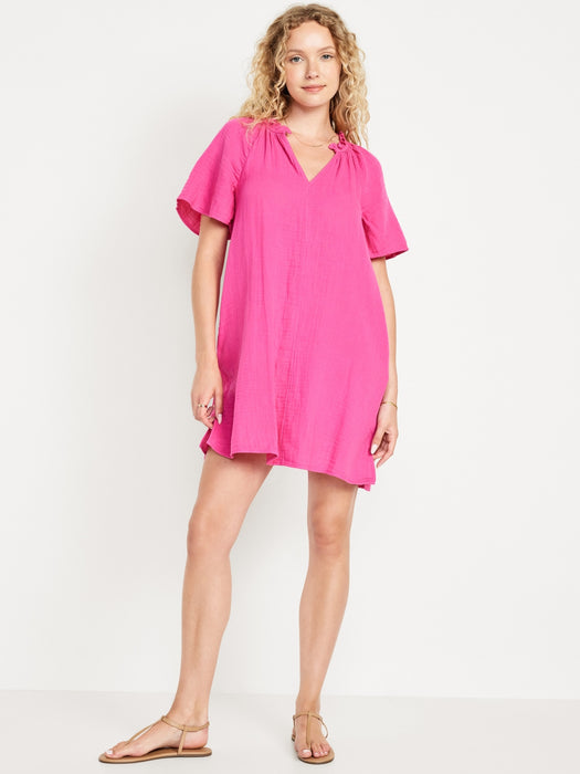 Crinkle Gauze Mini Swing Dress