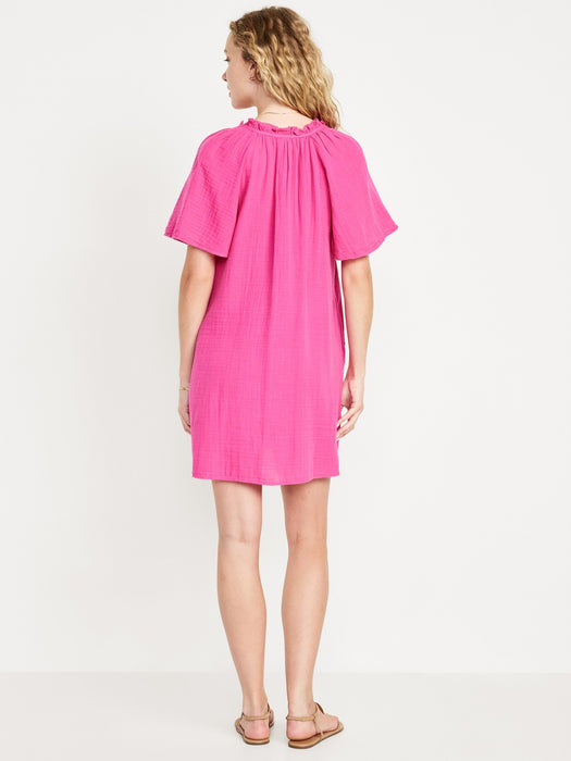 Crinkle Gauze Mini Swing Dress