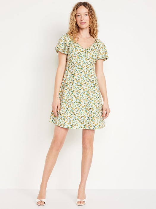 V-Neck Mini Swing Dress