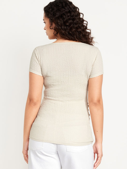 Maternity Short Sleeve Crinkle Gauze Top