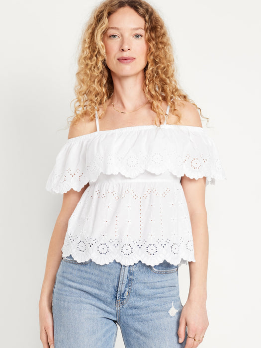 Off-Shoulder Cutwork Top