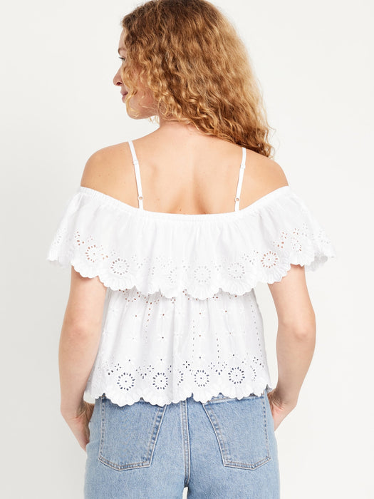 Off-Shoulder Cutwork Top