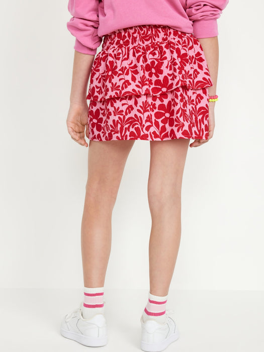 Printed Crinkled Tiered Skort for Girls