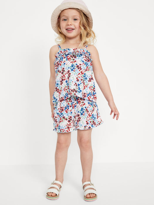 Sleeveless Ruffle Top and Shorts Set for Toddler Girls