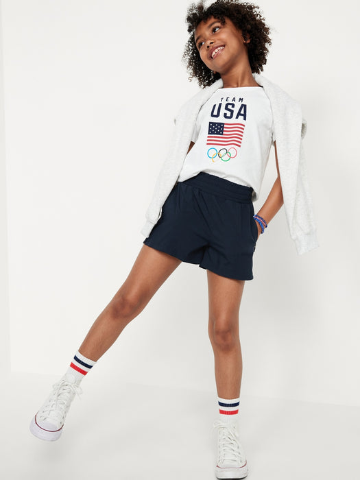 High-Waisted StretchTech Zip-Pocket Shorts for Girls