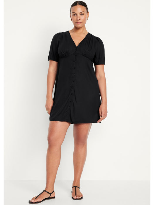Button-Down Crepe Mini Dress