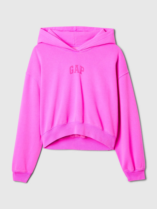 VintageSoft Crop Logo Hoodie