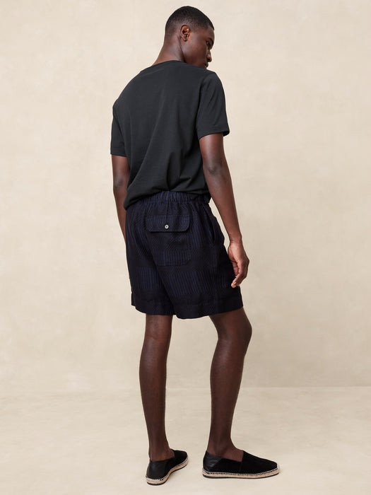 Cotton-Linen Jacquard Pull-On Short
