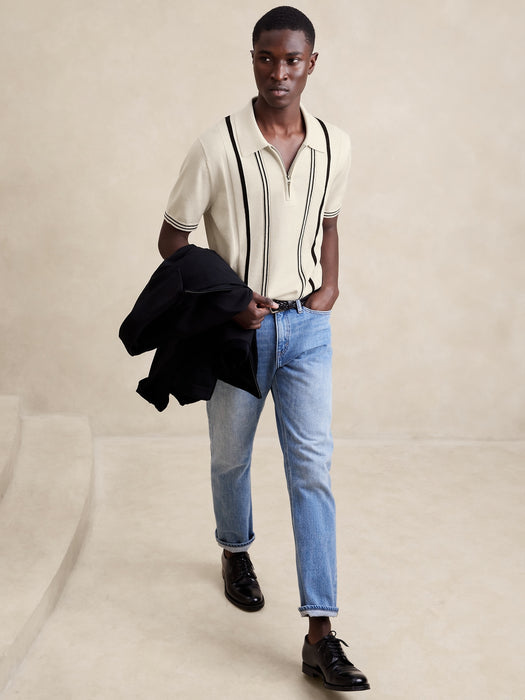 Cotton Zip Sweater Polo