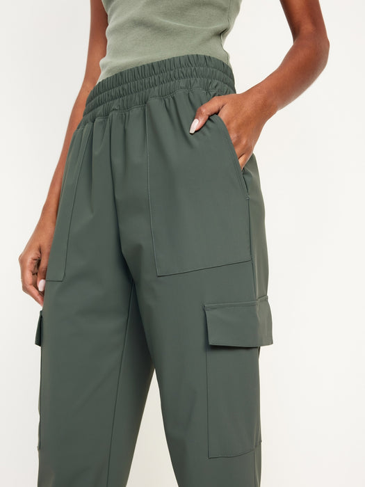 High-Waisted SleekTech Cargo Ankle Pants