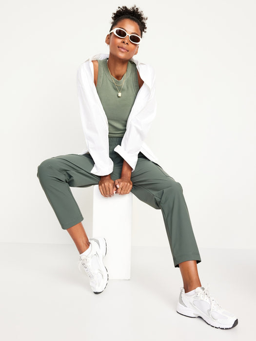 High-Waisted SleekTech Cargo Ankle Pants
