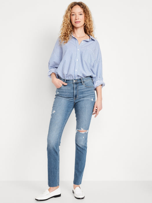 High-Waisted Wow Straight Ankle Jeans