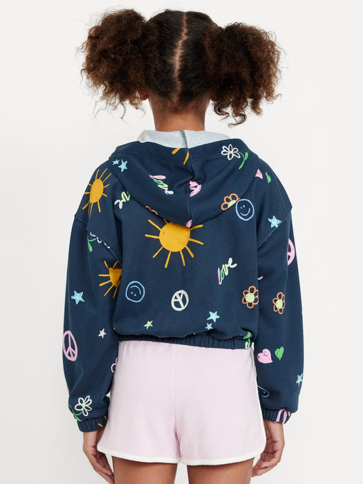Printed Zip-Front Hoodie for Girls