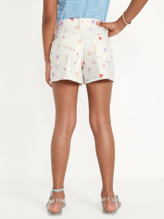 High-Waisted Frayed-Hem Twill Shorts for Girls