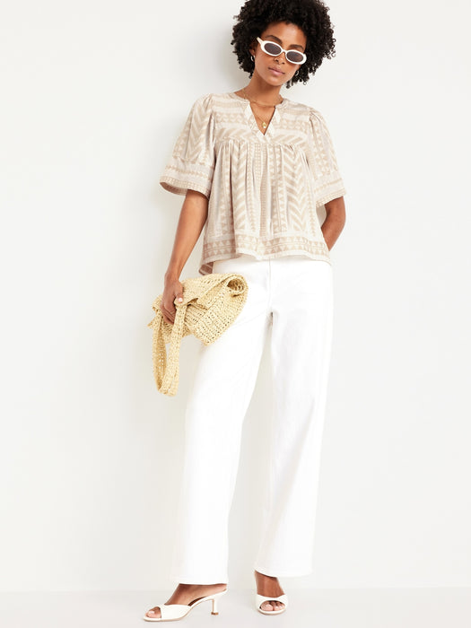 Split-Neck Textured Top