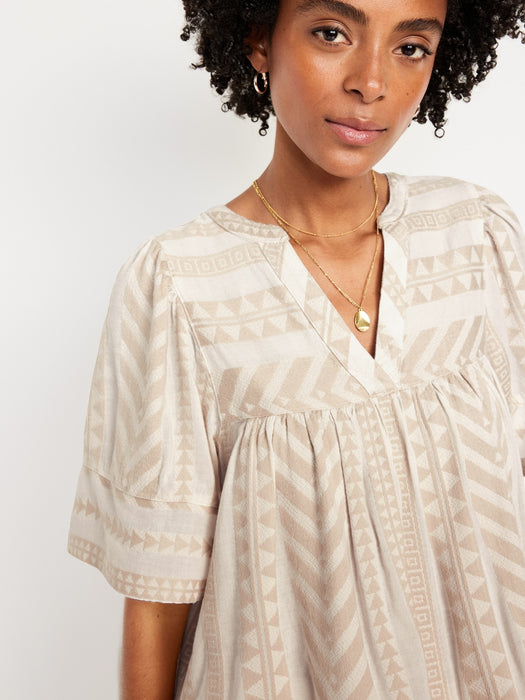 Split-Neck Textured Top