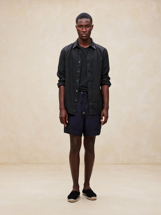 Cotton-Linen Jacquard Pull-On Short