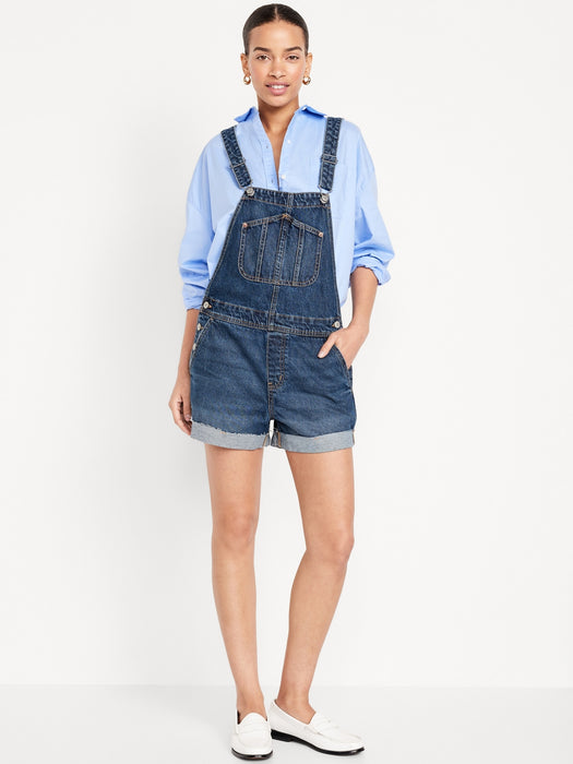 Slouchy Jean Cut-Off Shortalls -- 3.5-inch inseam