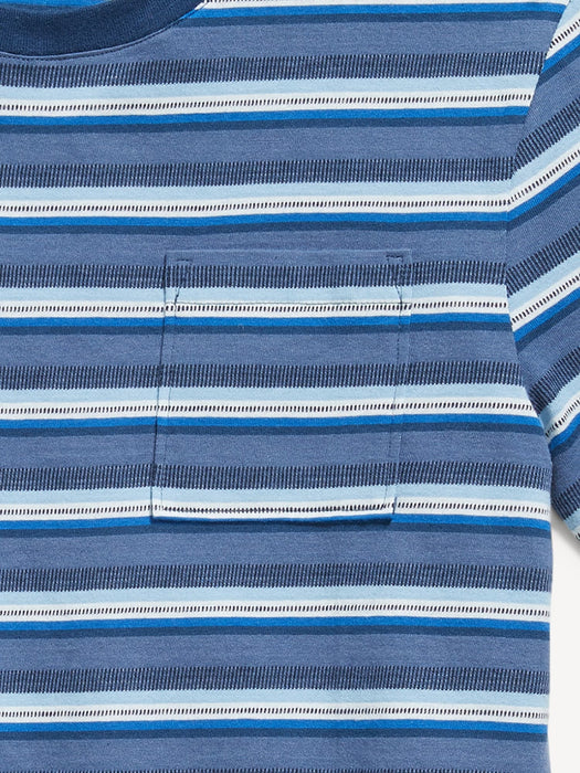 Textured Striped Short-Sleeve Pocket T-Shirt for Boys