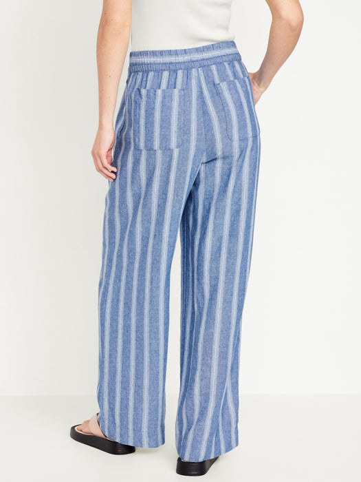 High-Waisted Linen-Blend Wide-Leg Pants