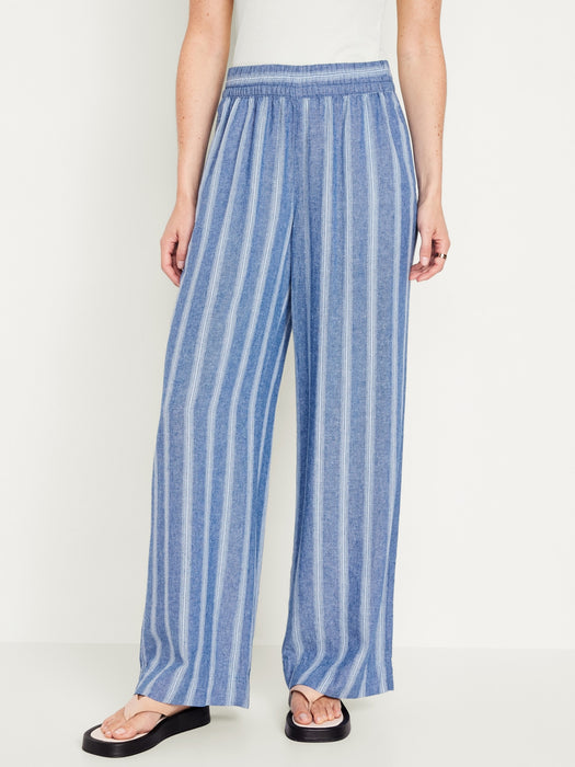 High-Waisted Linen-Blend Wide-Leg Pants