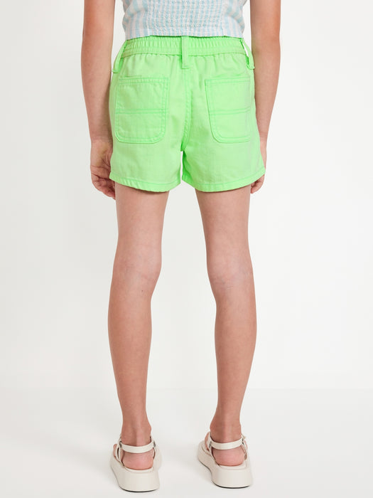 Elasticized High-Waisted Utility Jean Shorts for Girls