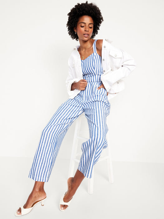 Fit & Flare Linen-Blend Jumpsuit