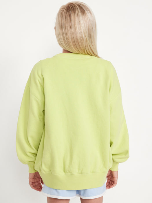 Oversized Crew-Neck Graphic Tunic Sweatshirt for Girls