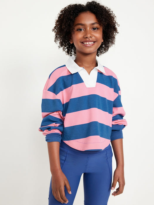 Collared Striped Pullover Top for Girls