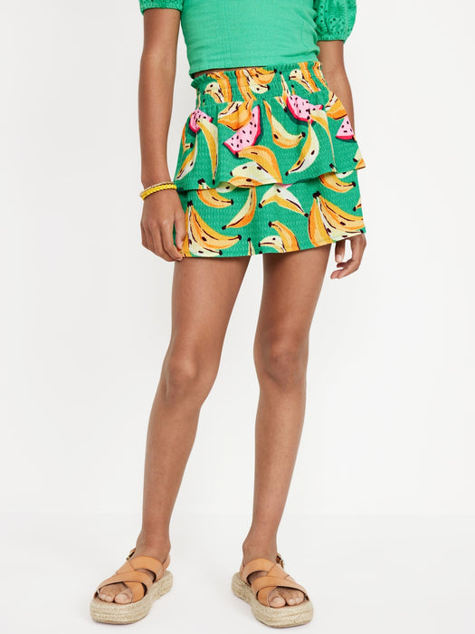 Printed Crinkled Tiered Skort for Girls