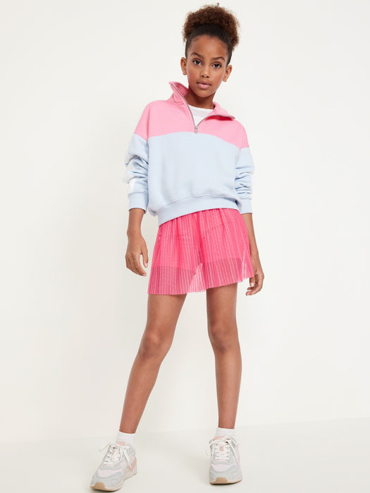 High-Waisted Mesh-Pleated Performance Skort for Girls