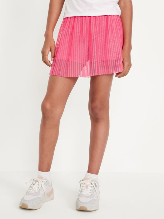 High-Waisted Mesh-Pleated Performance Skort for Girls