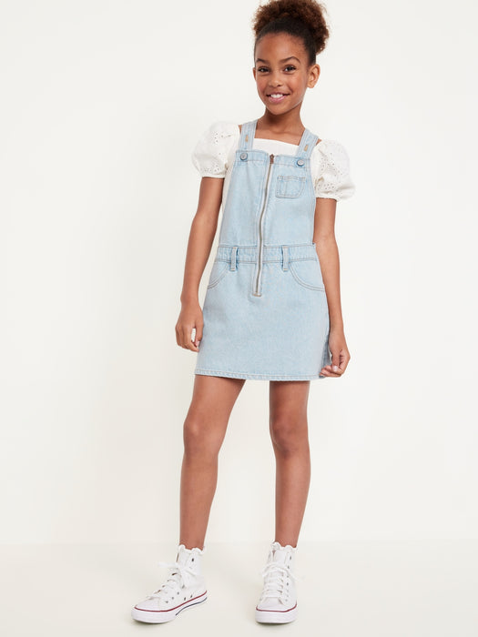 Zip-Front Pocket Skirtall Dress for Girls