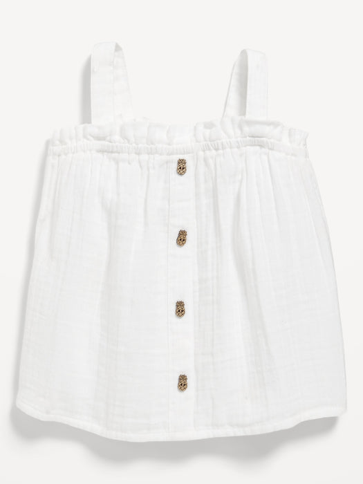 Sleeveless Button-Front Top for Toddler Girls