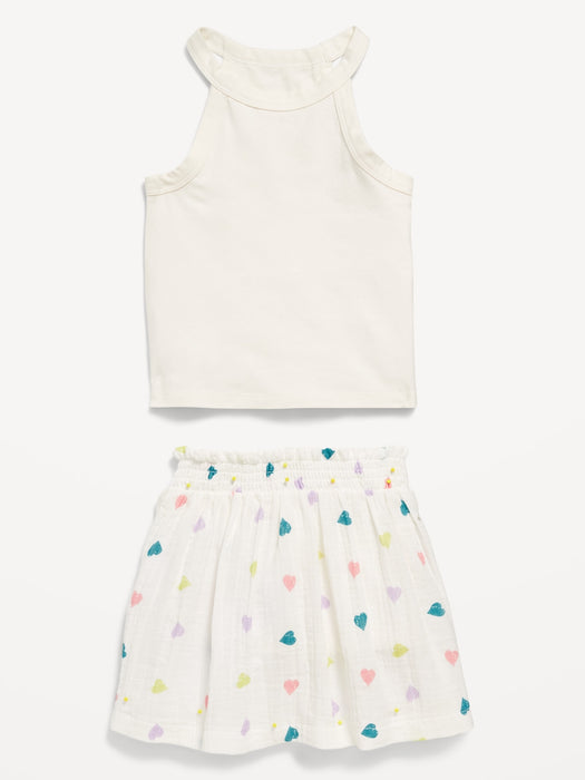 Sleeveless Tank Top and Skort Set for Toddler Girls