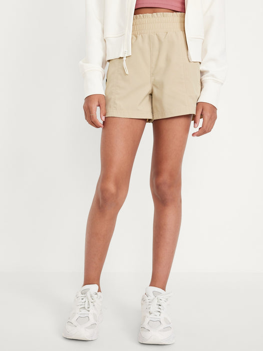 High-Waisted StretchTech Zip-Pocket Shorts for Girls