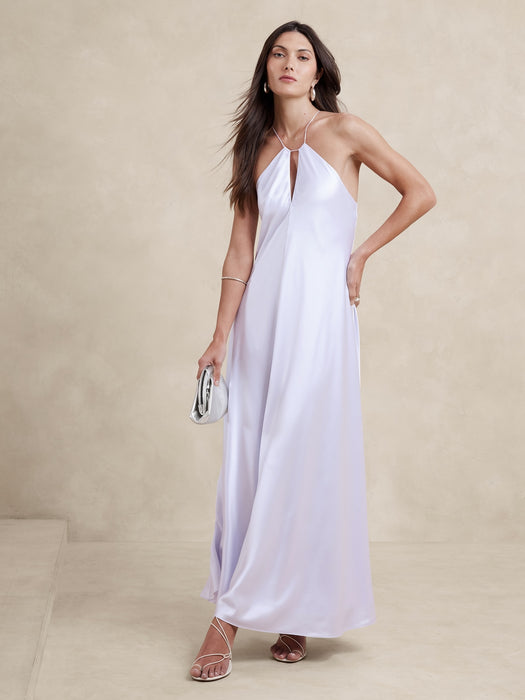 Silk Halter Maxi Dress