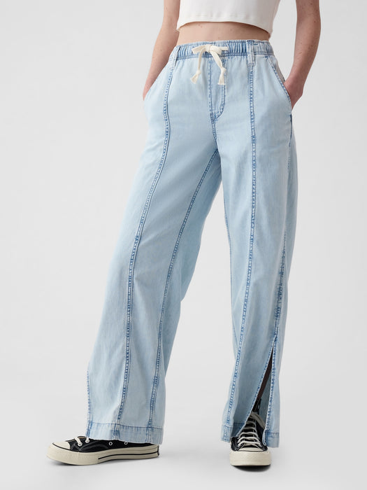 Denim Easy Wide-Leg Pants